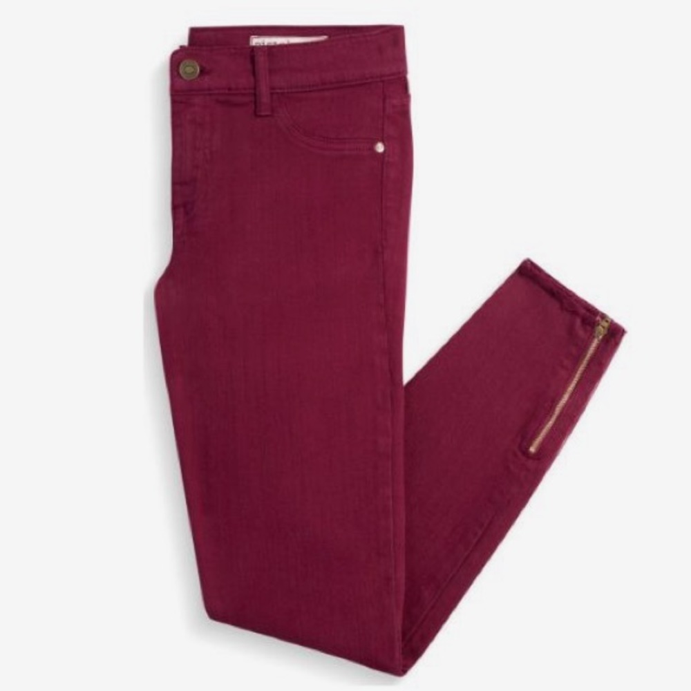 Pistola Maroon Jeans with zip bottoms
